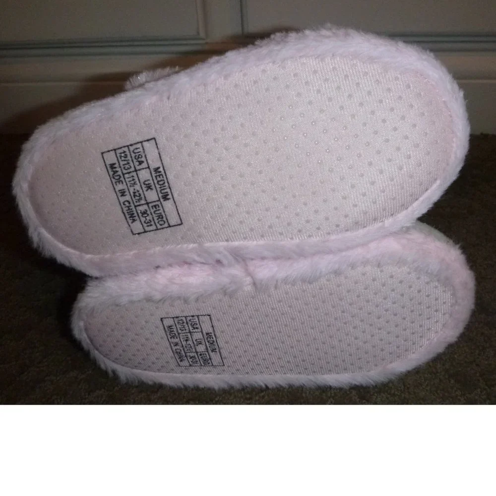 Girls Falls Creek Pastel Pom Pom Bootie Slippers Size 1/2 NWT Faux Fur